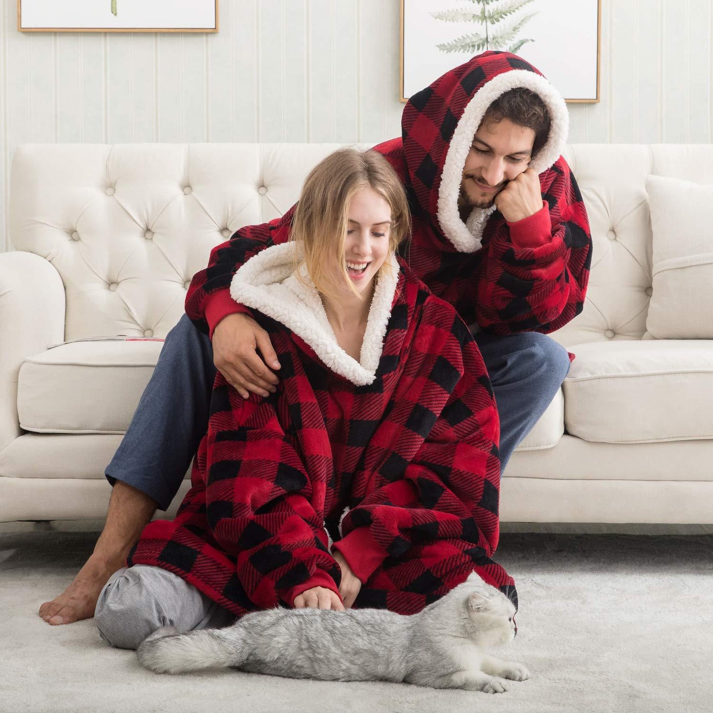 Women's Oversized Cozy Hoodie Blanket – Ultra-Soft Fleece Lounging Wearable Blanket