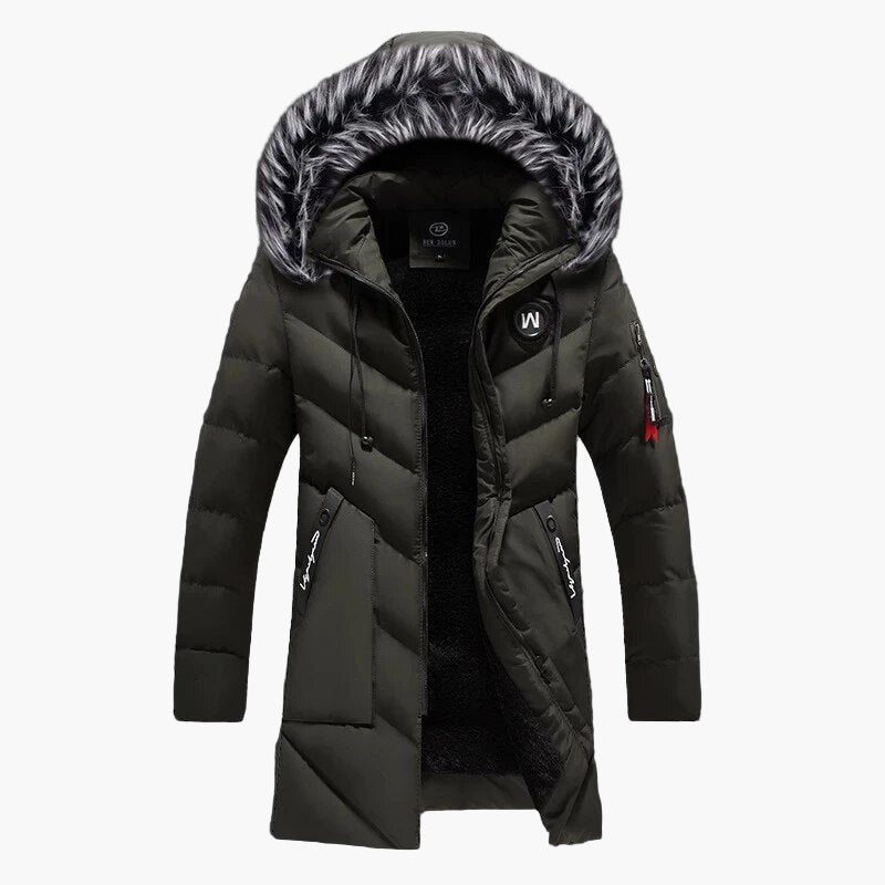 Men's Hooded Parka Winter Coat with Faux Fur Trim - Stylish Warm Jacket for Cold Weather