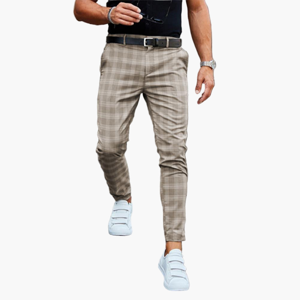 Men's Slim Fit Plaid Casual Chino Pants – Trendy Checkered Trousers for Everyday Style