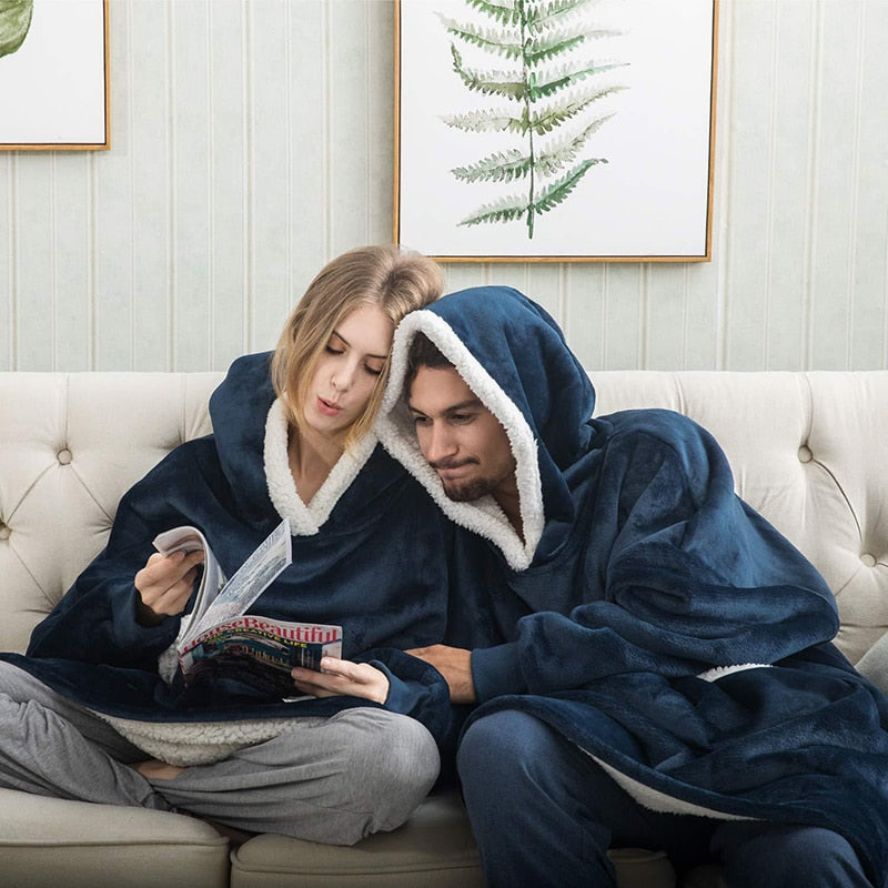 Women's Oversized Cozy Hoodie Blanket – Ultra-Soft Fleece Lounging Wearable Blanket