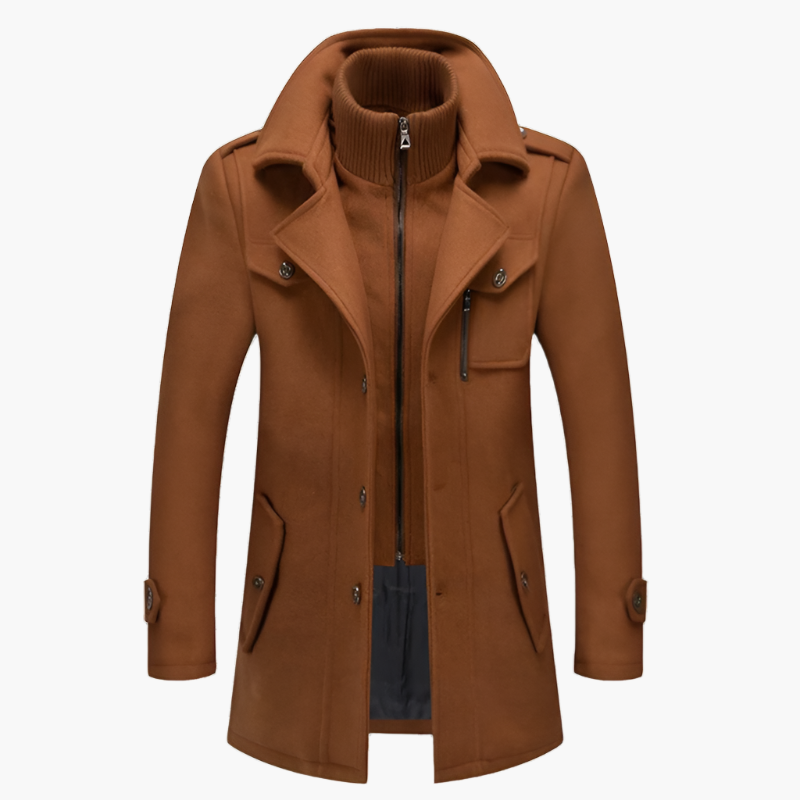 Men's Elegant Winter Long Coat with Stand Collar – Stylish Outerwear for Cold Seasons