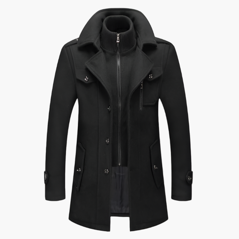 Men's Elegant Winter Long Coat with Stand Collar – Stylish Outerwear for Cold Seasons