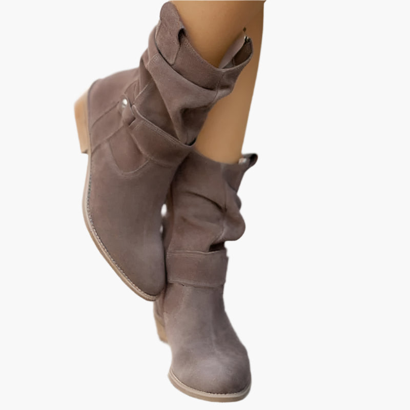 Women's Low-Cut Suede Boots with Zipper, Casual Slip-On Comfort Ankle Booties