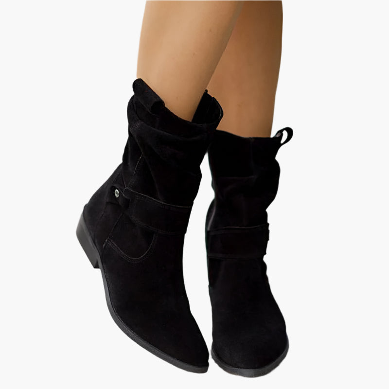 Women's Low-Cut Suede Boots with Zipper, Casual Slip-On Comfort Ankle Booties