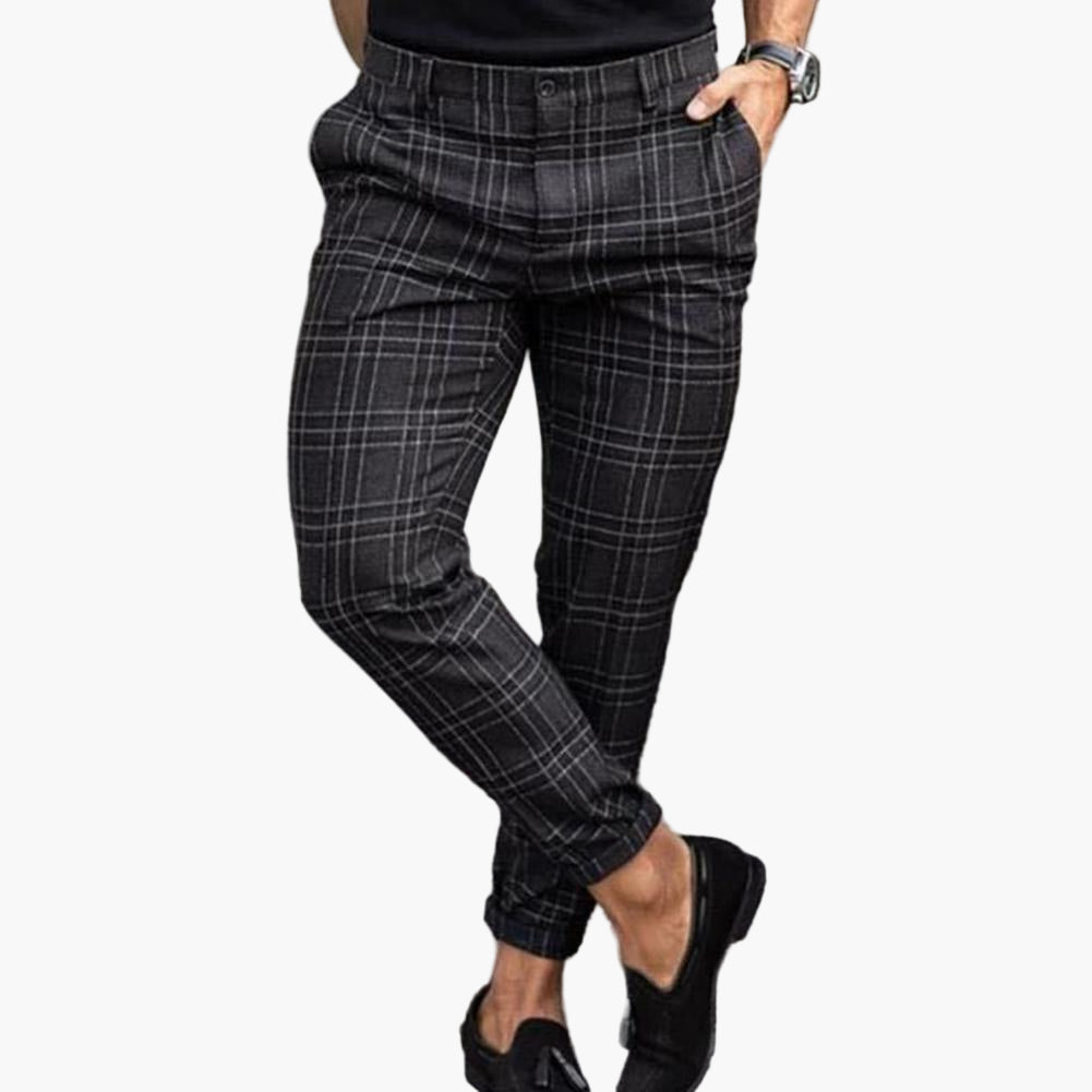 Men's Slim Fit Plaid Casual Chino Pants – Trendy Checkered Trousers for Everyday Style