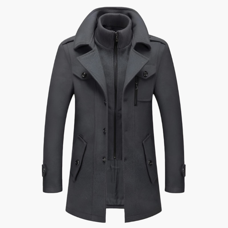 Men's Elegant Winter Long Coat with Stand Collar – Stylish Outerwear for Cold Seasons