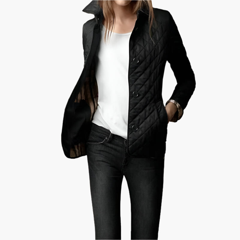 Women's Quilted Lightweight Jacket | Classic Diamond-Stitch Button-Up Outerwear