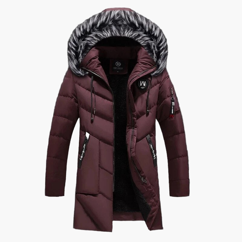 Men's Hooded Parka Winter Coat with Faux Fur Trim - Stylish Warm Jacket for Cold Weather