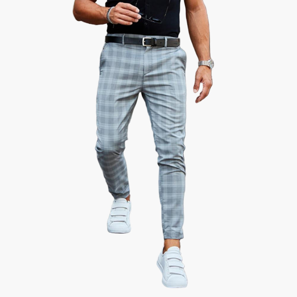 Men's Slim Fit Plaid Casual Chino Pants – Trendy Checkered Trousers for Everyday Style