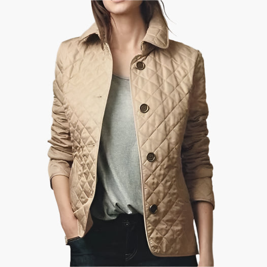 Women's Quilted Lightweight Jacket | Classic Diamond-Stitch Button-Up Outerwear