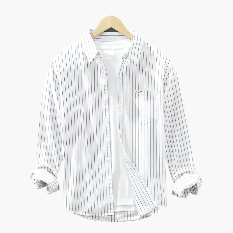 Men's Classic Striped Button-Up Shirt – Casual Summer Elegance