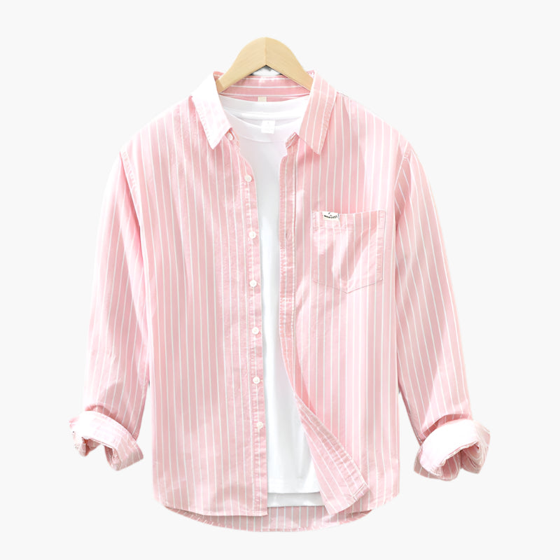 Men's Classic Striped Button-Up Shirt – Casual Summer Elegance
