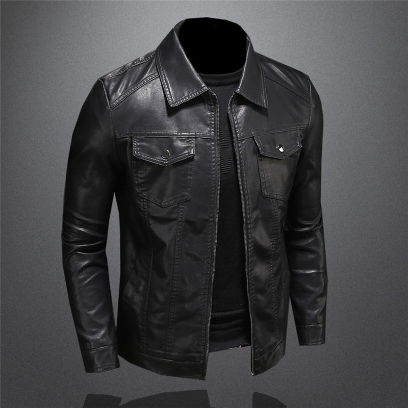 Men's Classic Faux Leather Jacket – Timeless Elegant Style for Casual and Formal Occasions