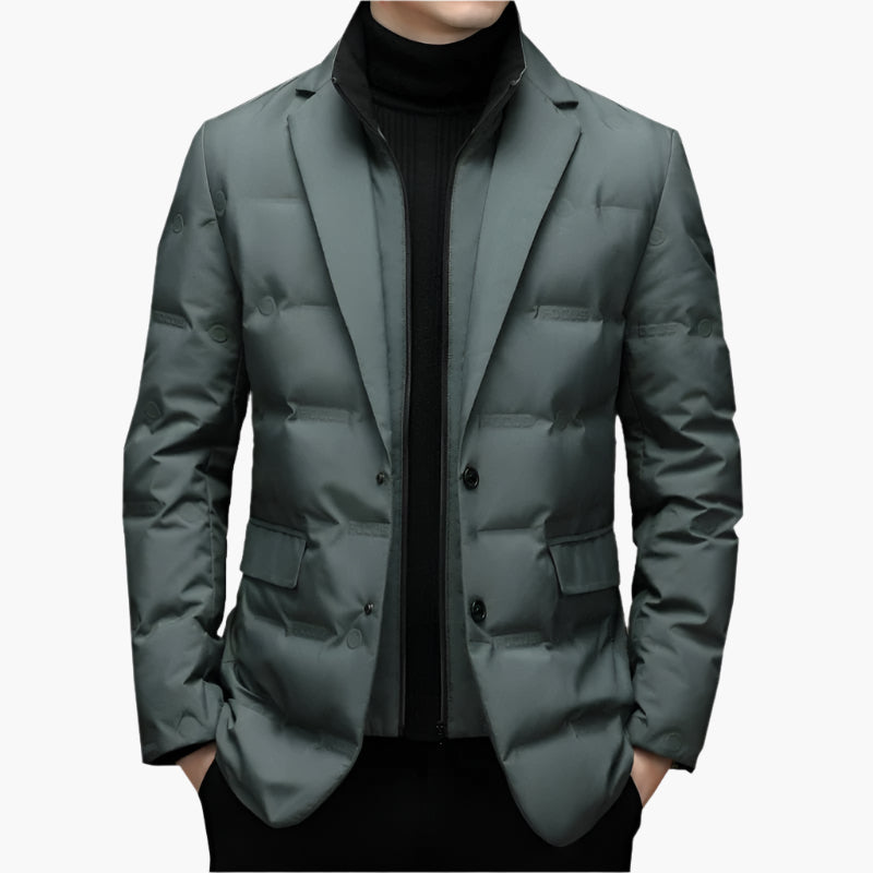 Men's Classic Tailored Puffer Blazer – Stylish Winter Business Jacket