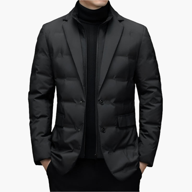 Men's Classic Tailored Puffer Blazer – Stylish Winter Business Jacket