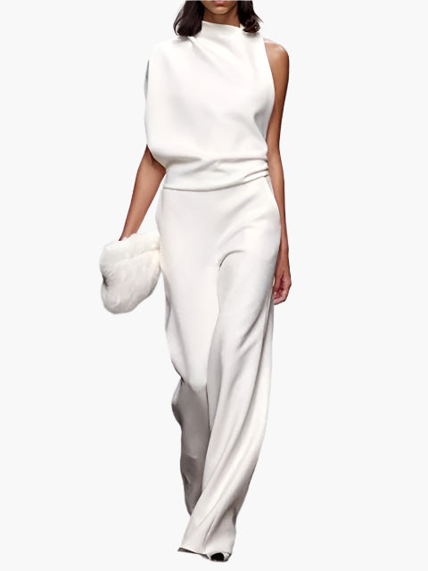 Women's Elegant Wide-Leg Jumpsuit Sleeveless Office & Everyday Style