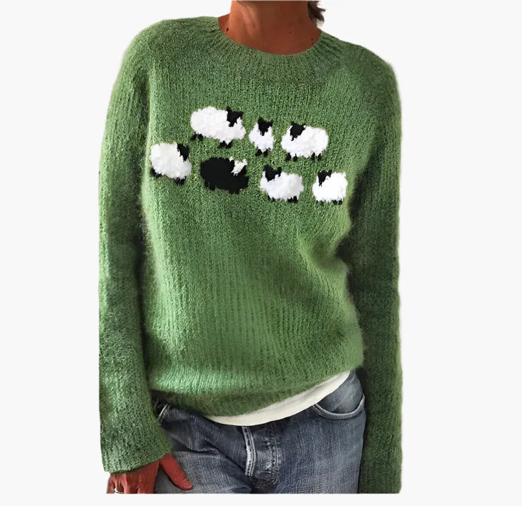 Women's Retro-Style Knitted Sweater, Casual Vintage Pullover for Autumn Winter