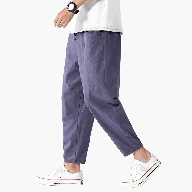 Men's Relaxed Fit Cropped Casual Pants Streetwear Tapered Ankle-Length