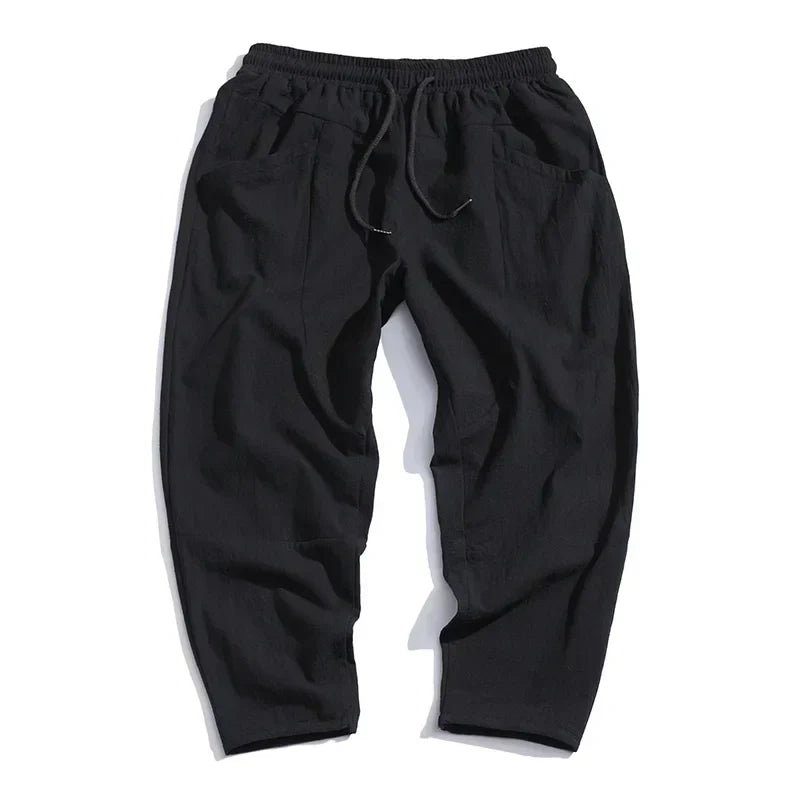 Men's Relaxed Fit Cropped Casual Pants Streetwear Tapered Ankle-Length