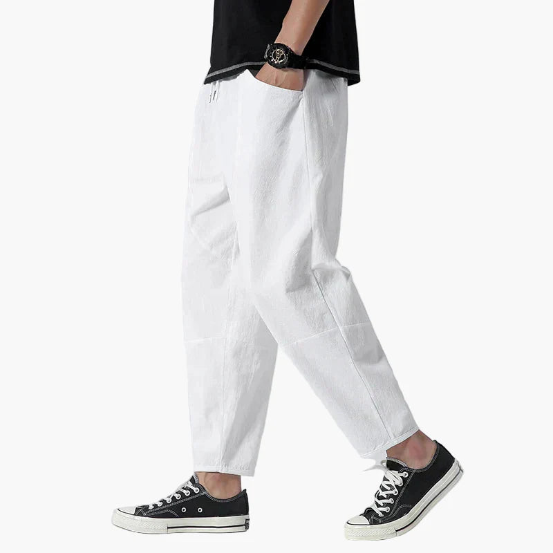 Men's Relaxed Fit Cropped Casual Pants Streetwear Tapered Ankle-Length