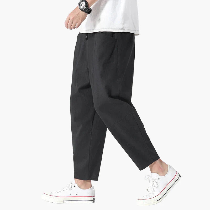 Men's Relaxed Fit Cropped Casual Pants Streetwear Tapered Ankle-Length