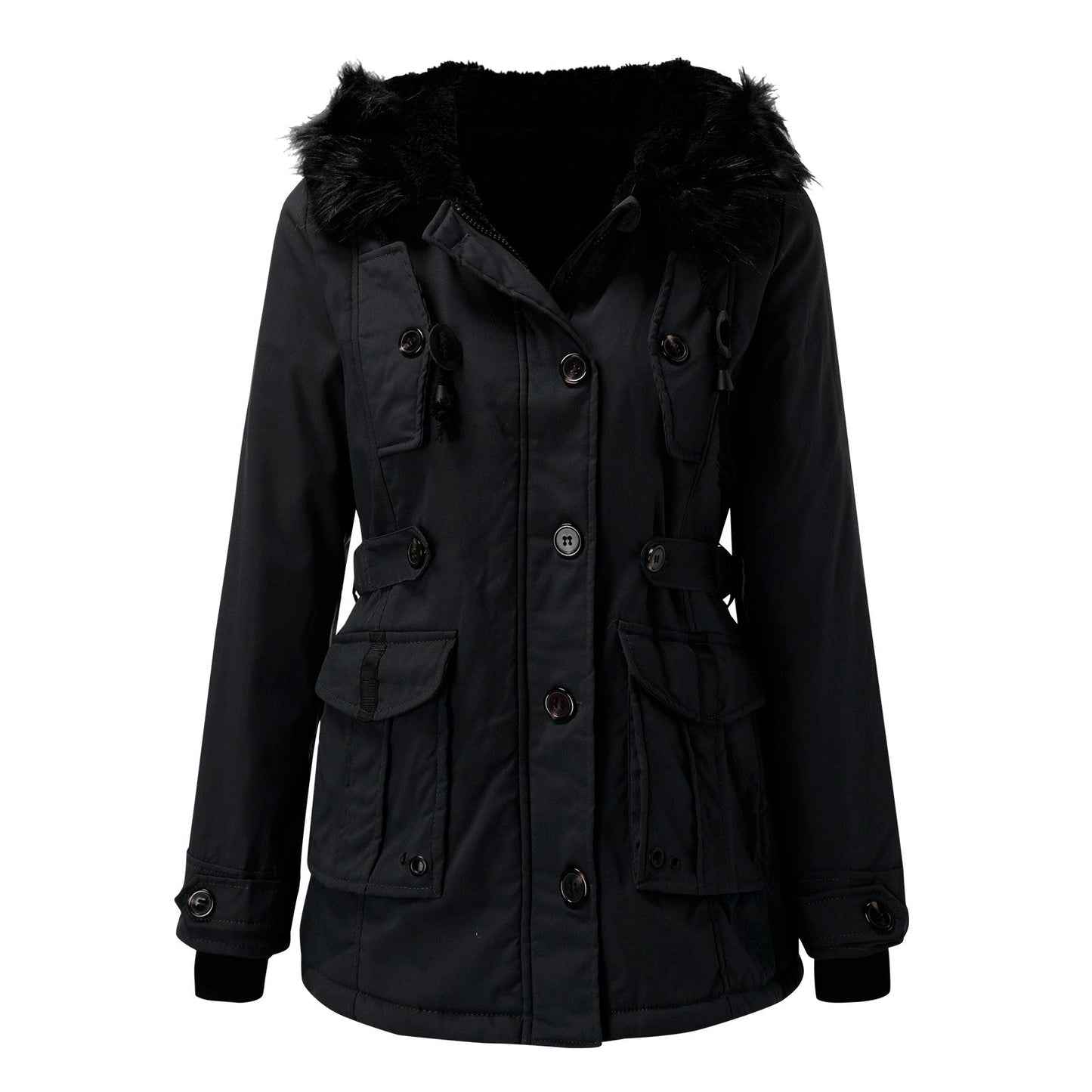 Women's Winter Parka Jacket with Faux Fur Hood – Elegant Outdoor Coat for Cold Weather