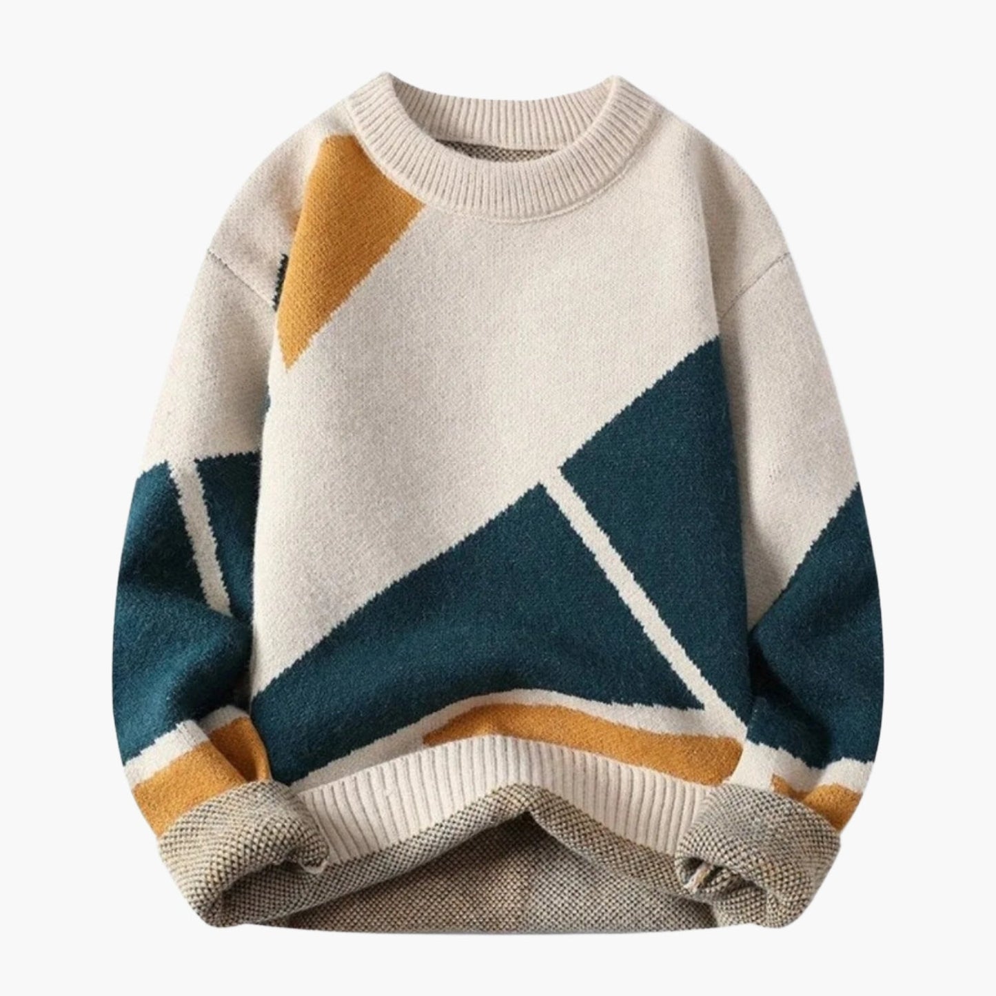 Men's Geometric Pattern Casual Pullover Sweater for Everyday Style