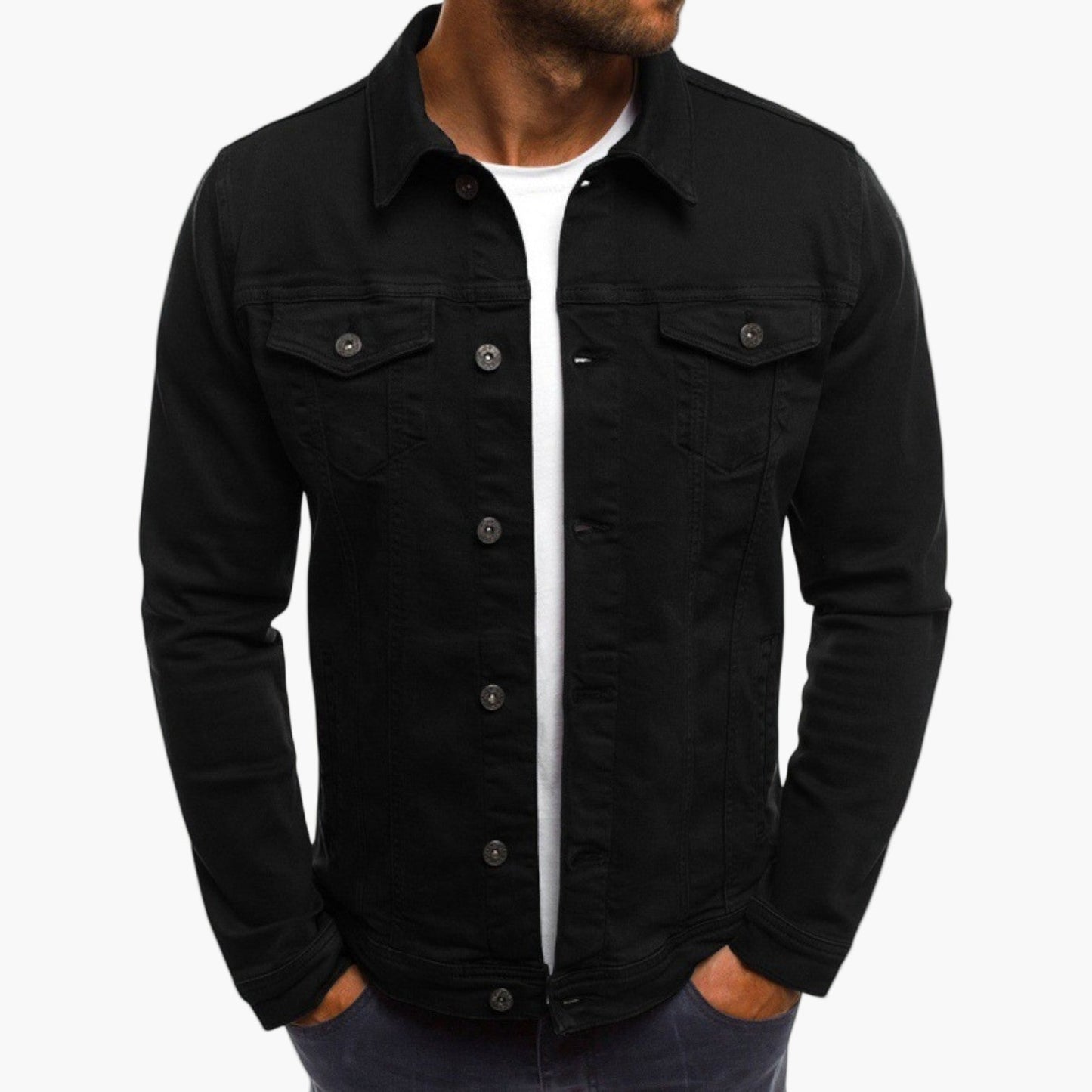 Men's Casual Slim Fit Workwear Denim Jacket – Modern Everyday Outerwear
