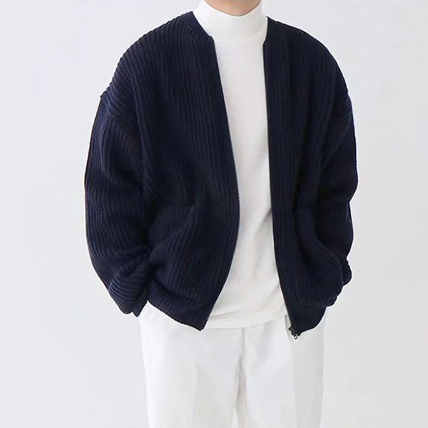 Men's Minimalist Knit Zip Cardigan for Everyday Comfort and Style