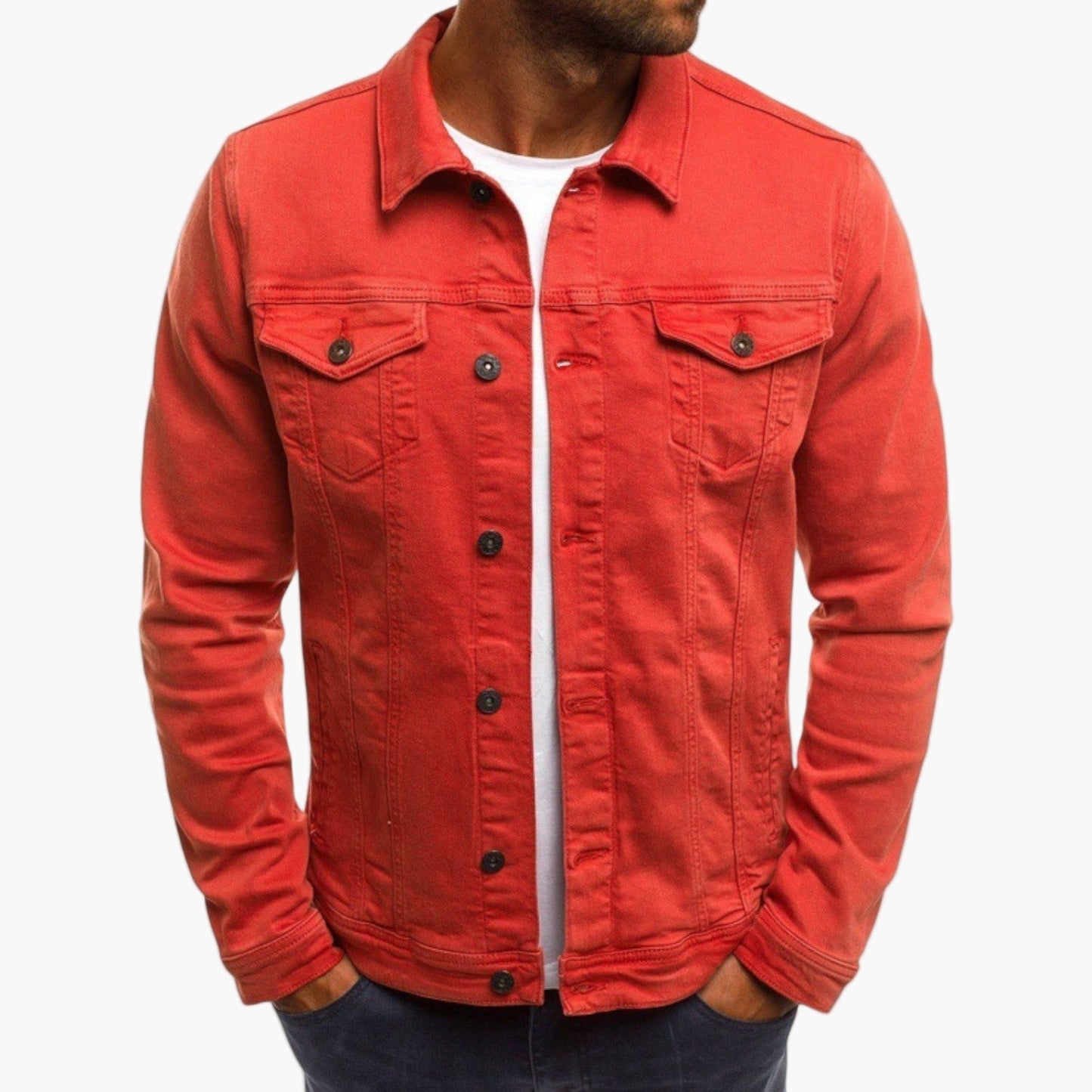 Men's Casual Slim Fit Workwear Denim Jacket – Modern Everyday Outerwear
