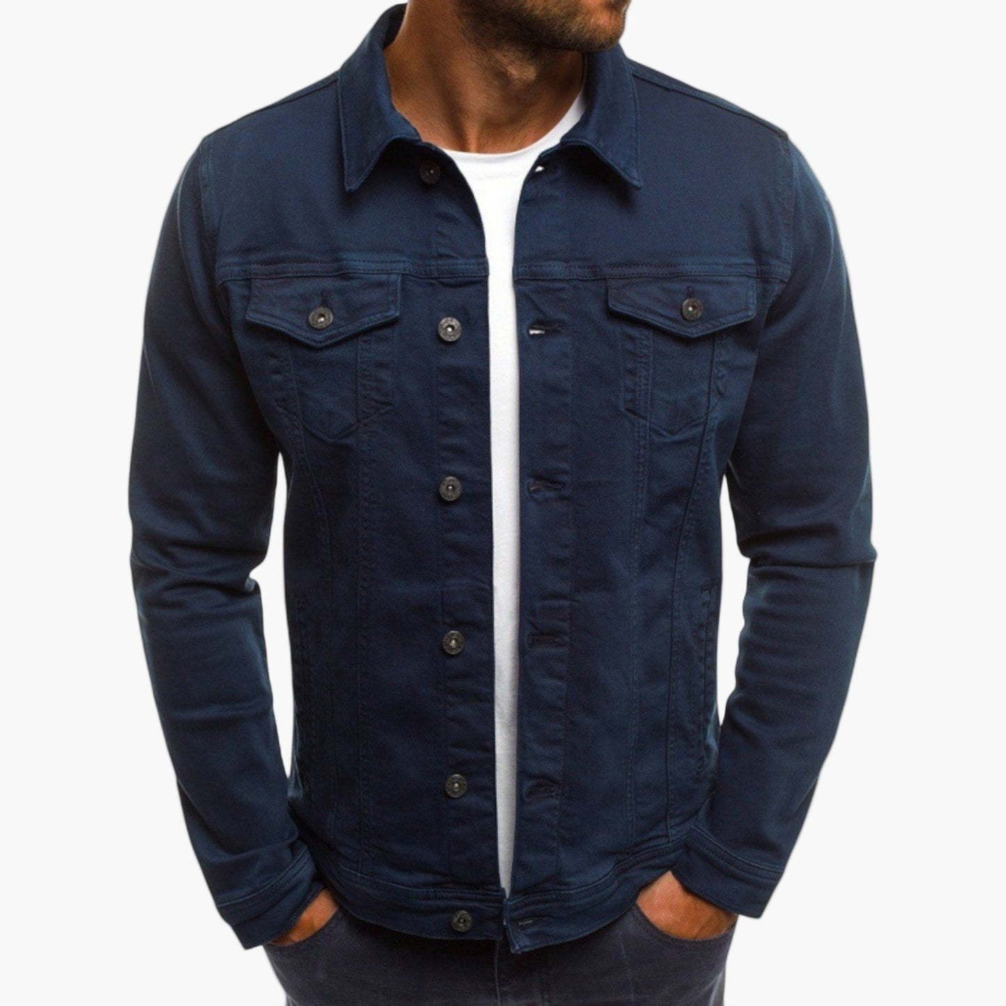 Men's Casual Slim Fit Workwear Denim Jacket – Modern Everyday Outerwear