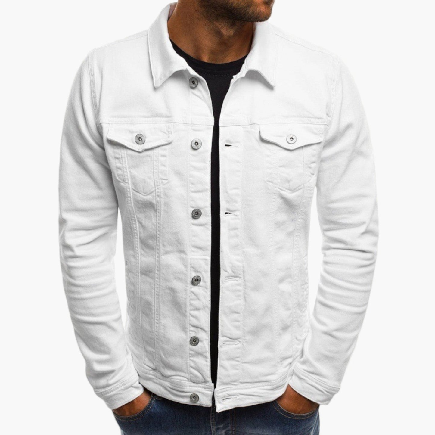 Men's Casual Slim Fit Workwear Denim Jacket – Modern Everyday Outerwear