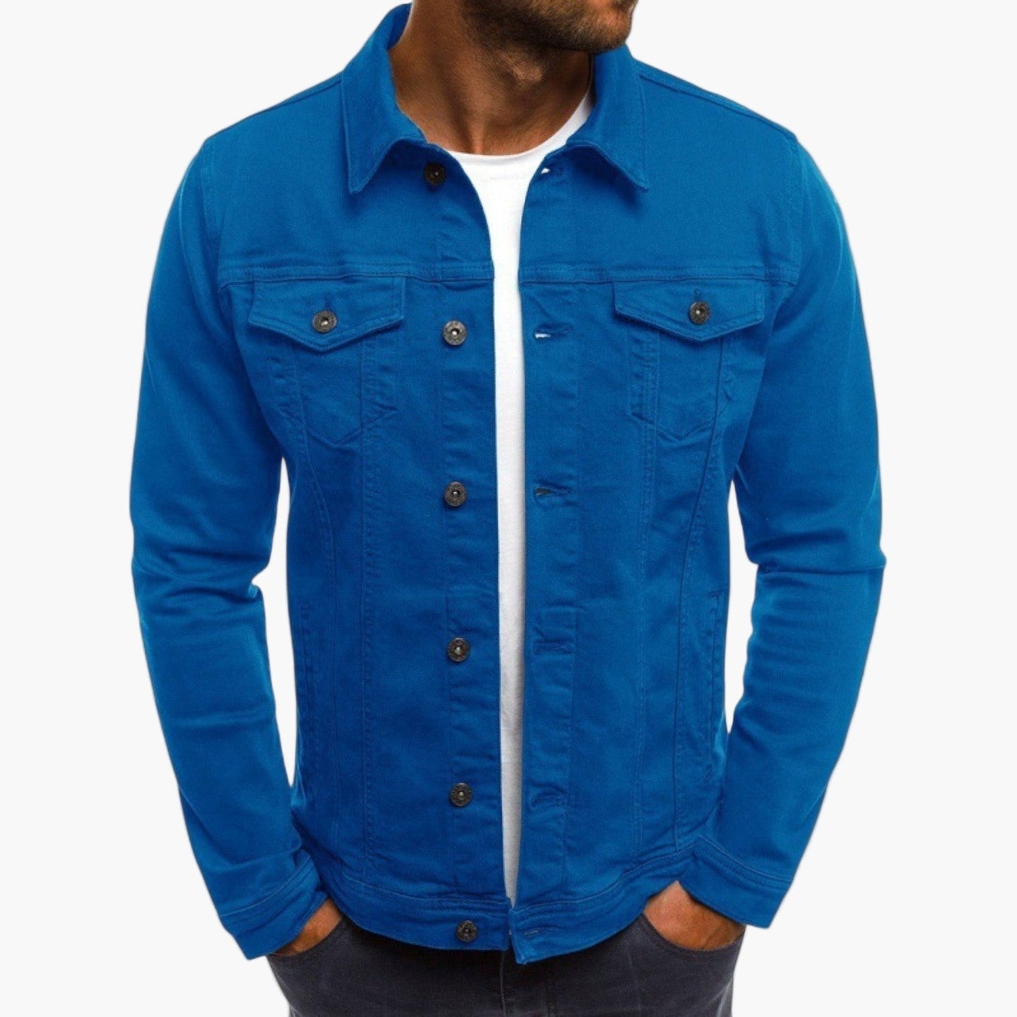 Men's Casual Slim Fit Workwear Denim Jacket – Modern Everyday Outerwear