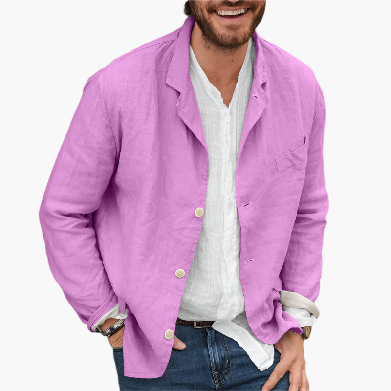 Men's Casual Linen Blazer Lightweight Breathable Smart Style