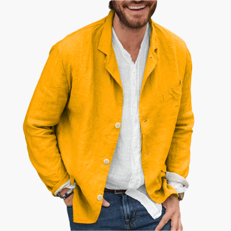 Men's Casual Linen Blazer Lightweight Breathable Smart Style