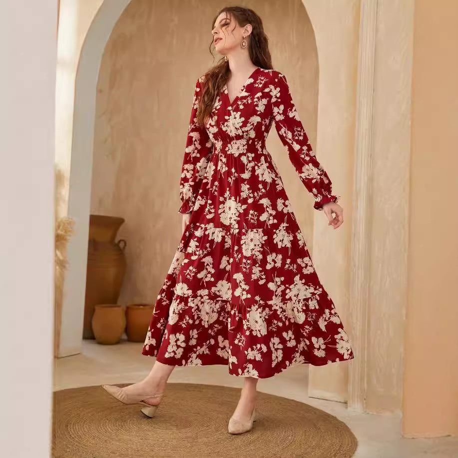 Abigail – Long Sleeve Maxi Dress with V-Neck