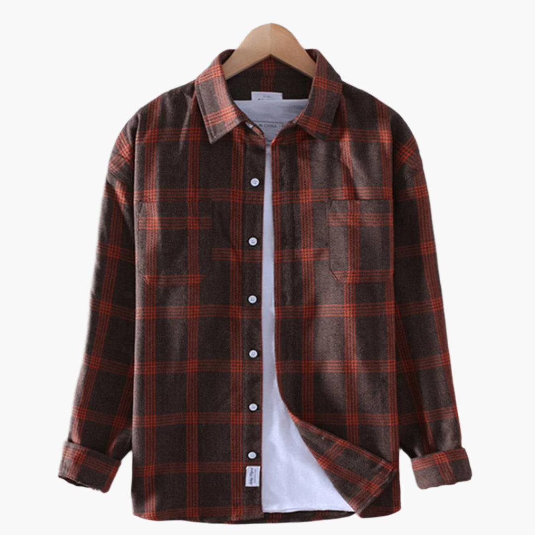 Men's Classic Plaid Flannel Button-Up Casual Shirt