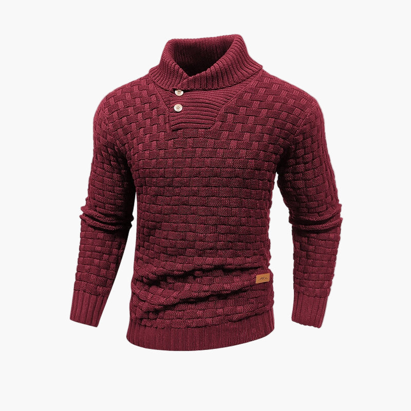 Men's Classic Thermal Knit Sweater with Button Collar – Stylish Fall Pullover