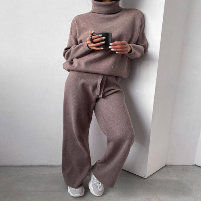 Women's Casual Turtleneck Sweater Lounge Set - Cozy Everyday Wear