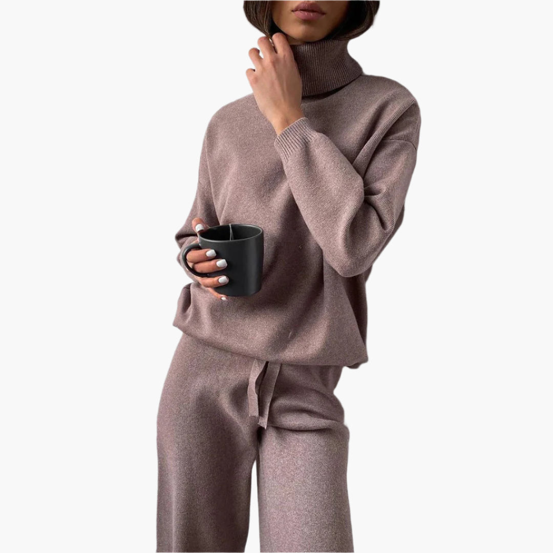 Women's Casual Turtleneck Sweater Lounge Set - Cozy Everyday Wear