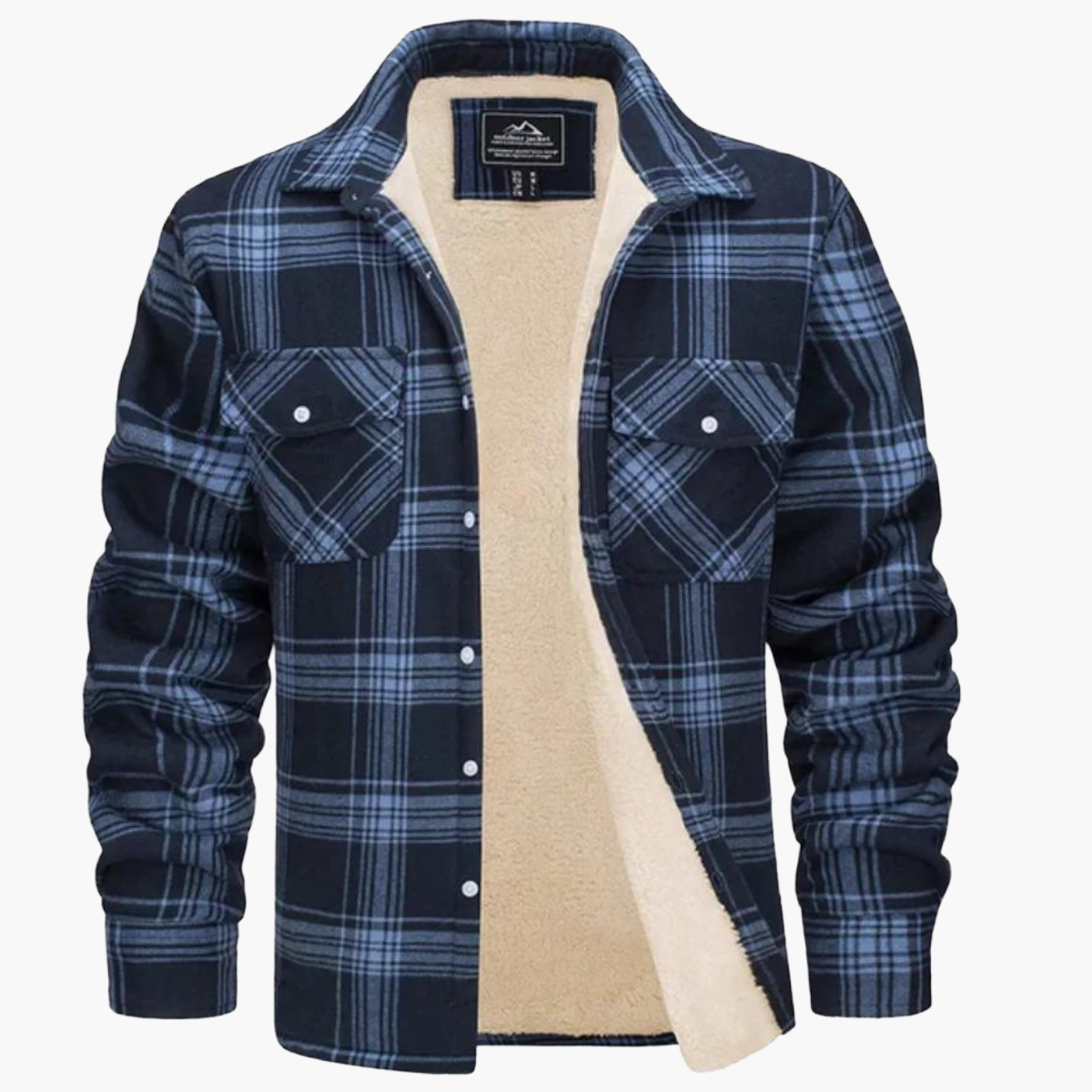 Men's Plaid Fleece-Lined Casual Jacket for Fall and Winter Outdoor Style