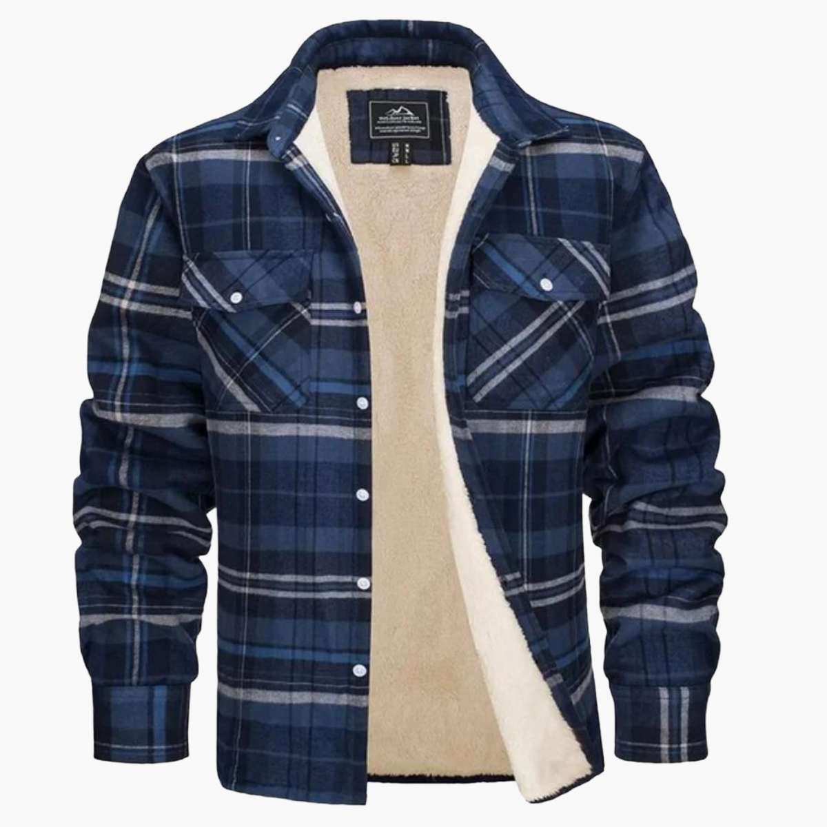 Men's Plaid Fleece-Lined Casual Jacket for Fall and Winter Outdoor Style