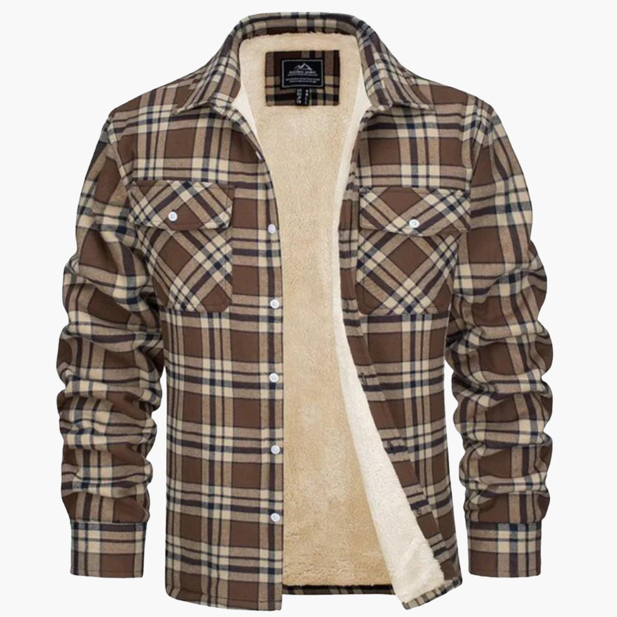 Men's Plaid Fleece-Lined Casual Jacket for Fall and Winter Outdoor Style
