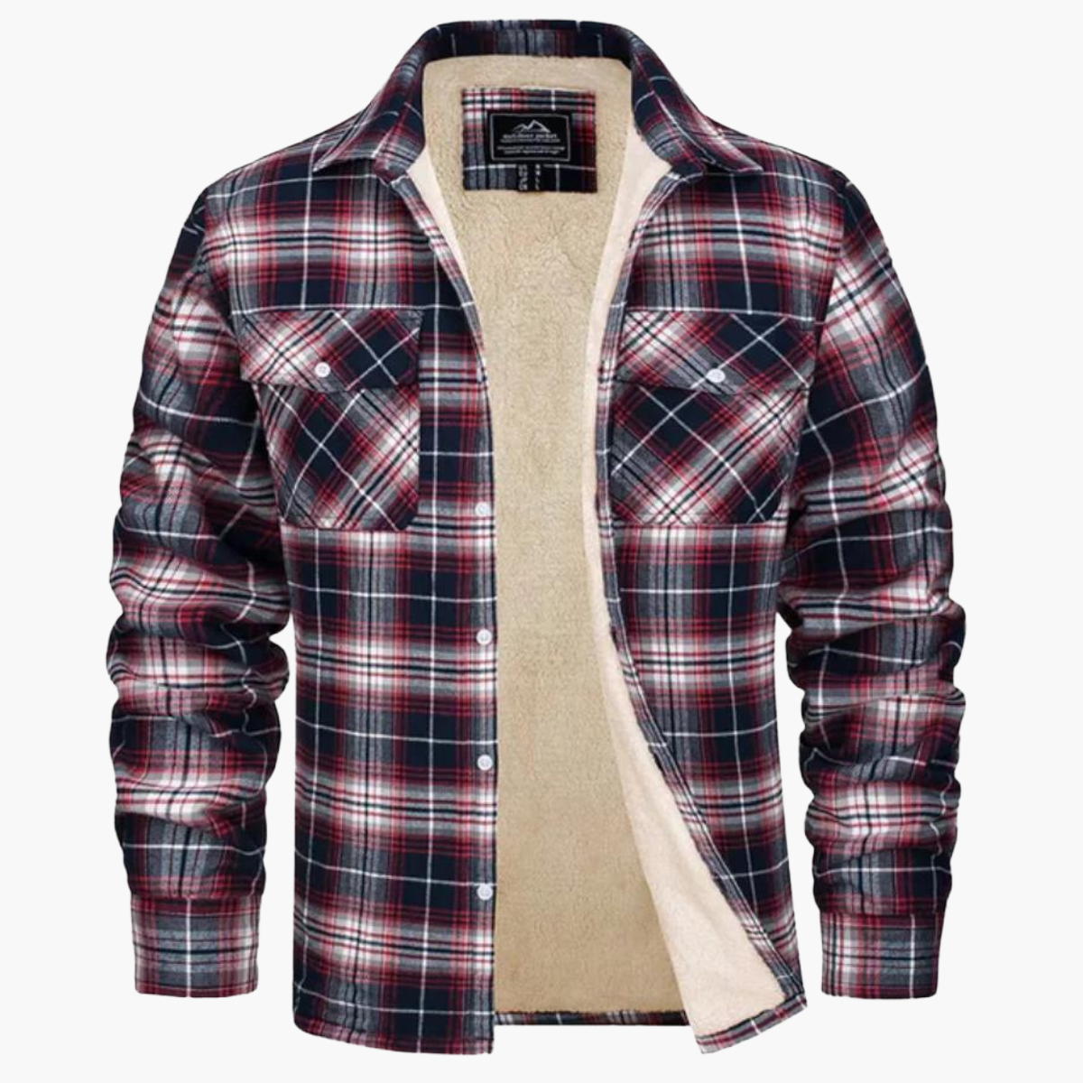 Men's Plaid Fleece-Lined Casual Jacket for Fall and Winter Outdoor Style