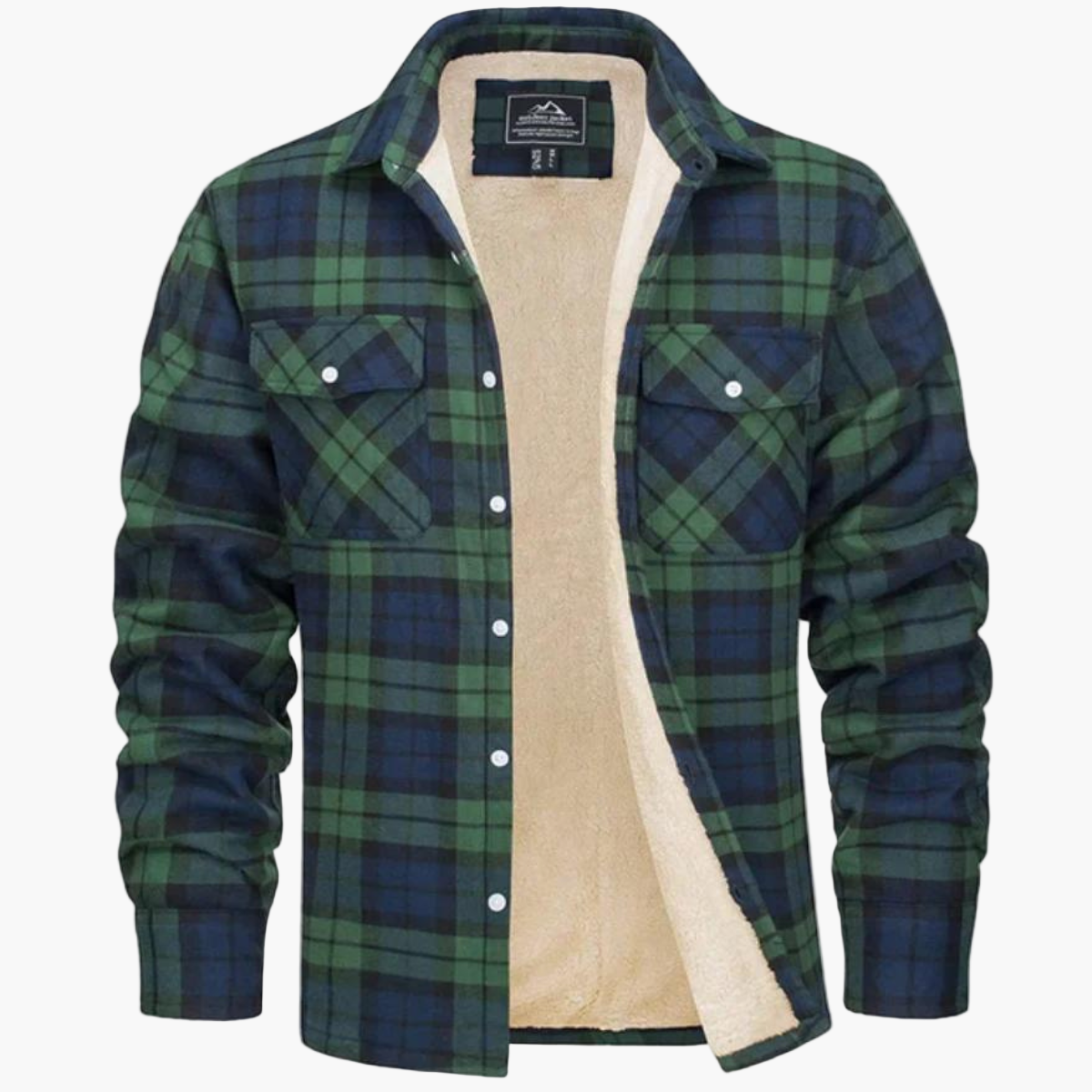 Men's Plaid Fleece-Lined Casual Jacket for Fall and Winter Outdoor Style