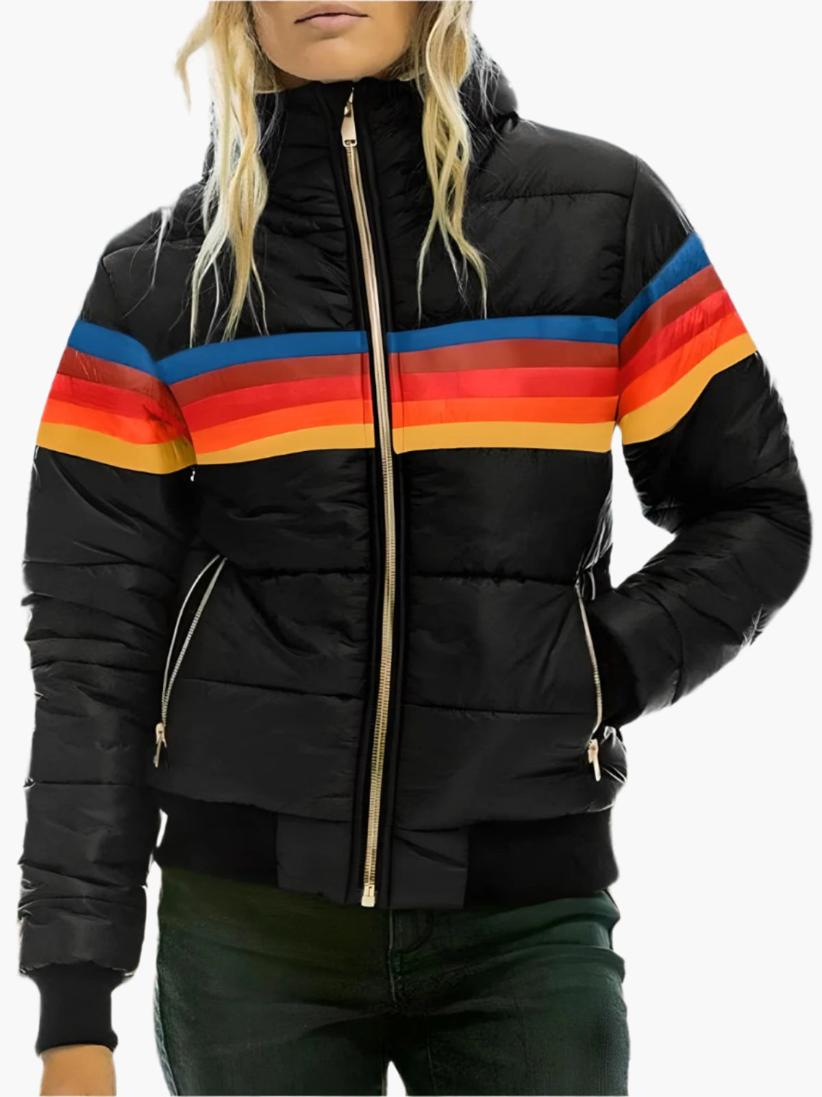 Women's Retro Puffer Jacket with Hood - Casual Winter Outerwear for Everyday Style