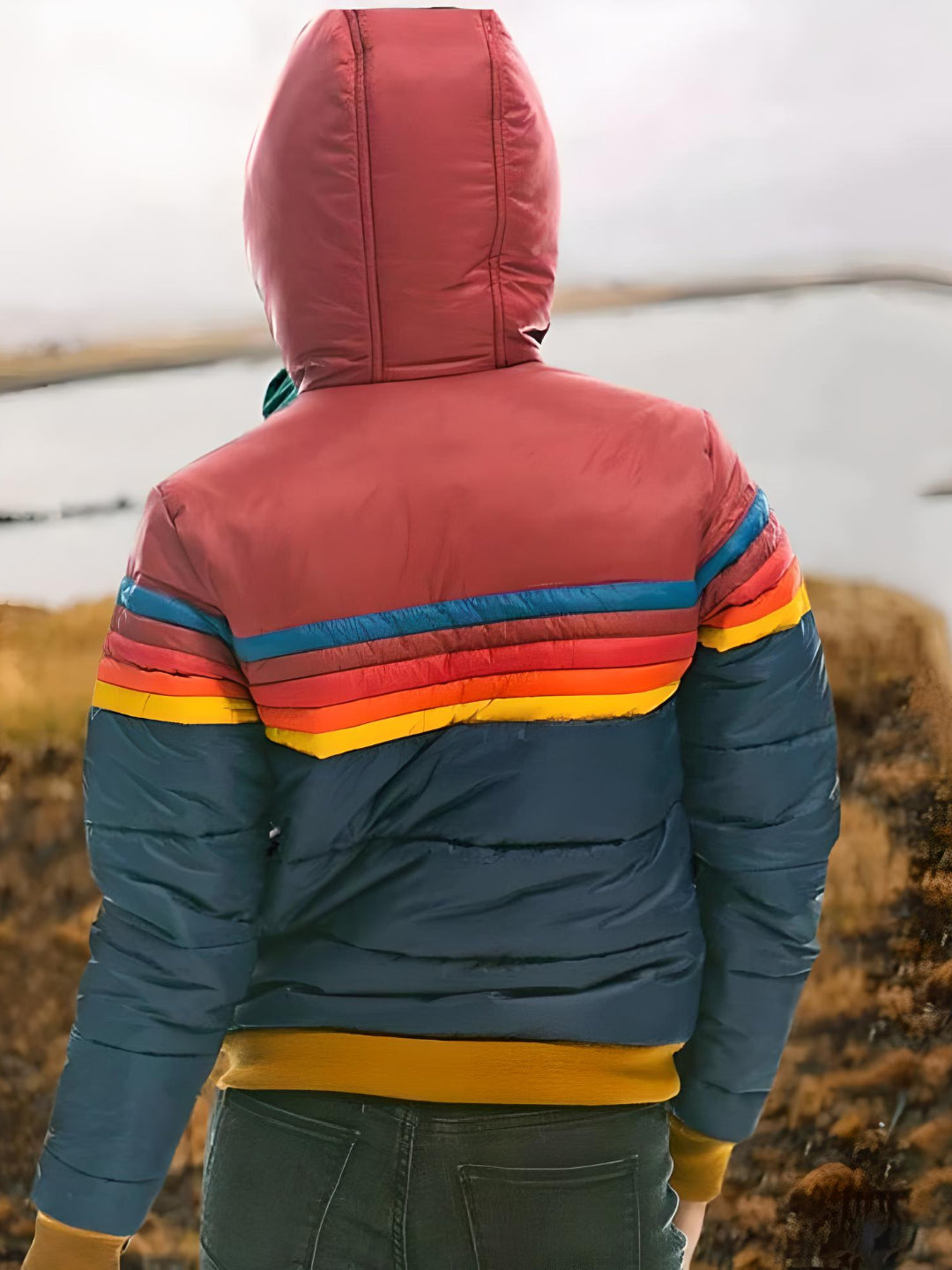 Women's Retro Puffer Jacket with Hood - Casual Winter Outerwear for Everyday Style