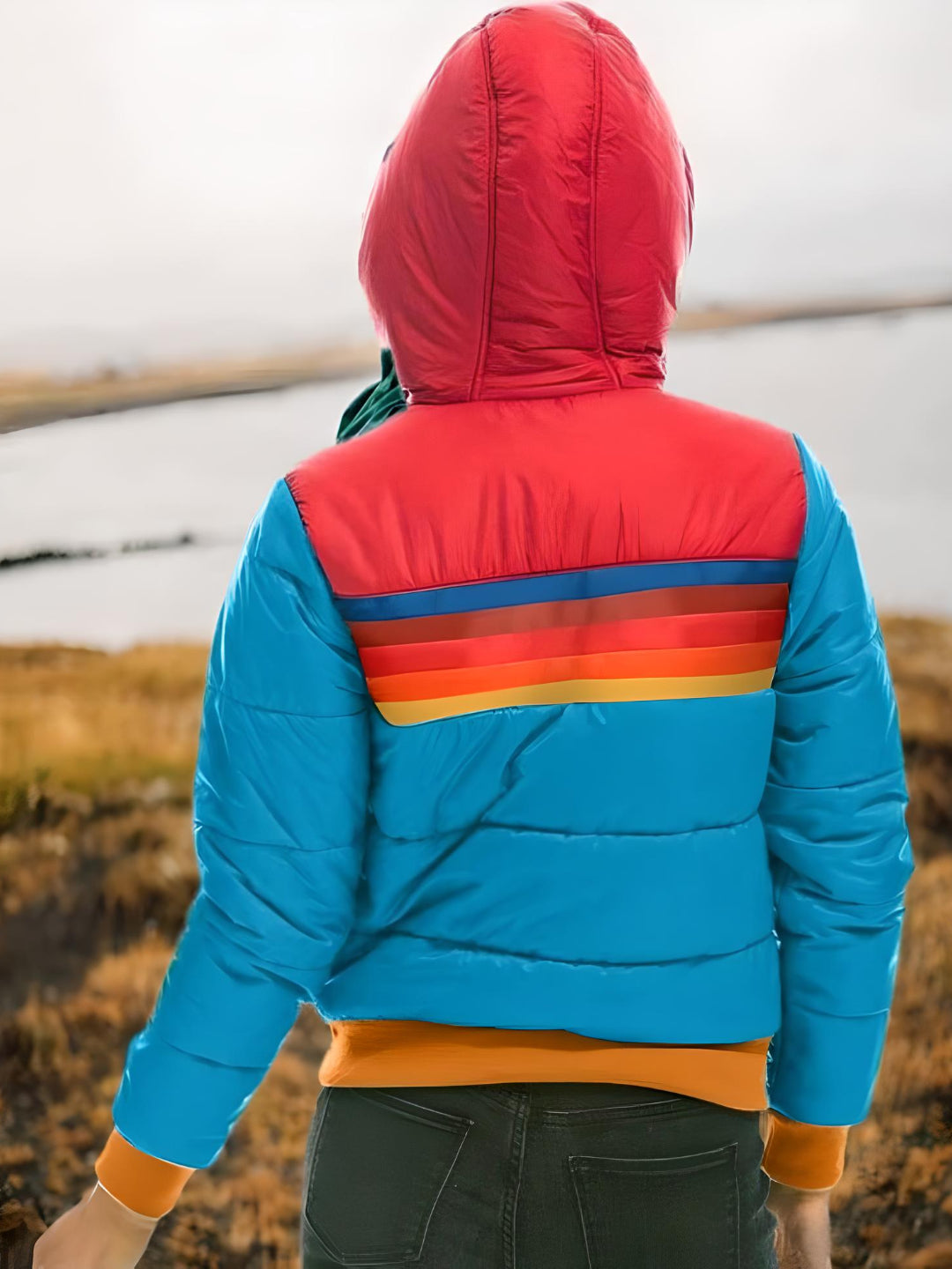 Women's Retro Puffer Jacket with Hood - Casual Winter Outerwear for Everyday Style