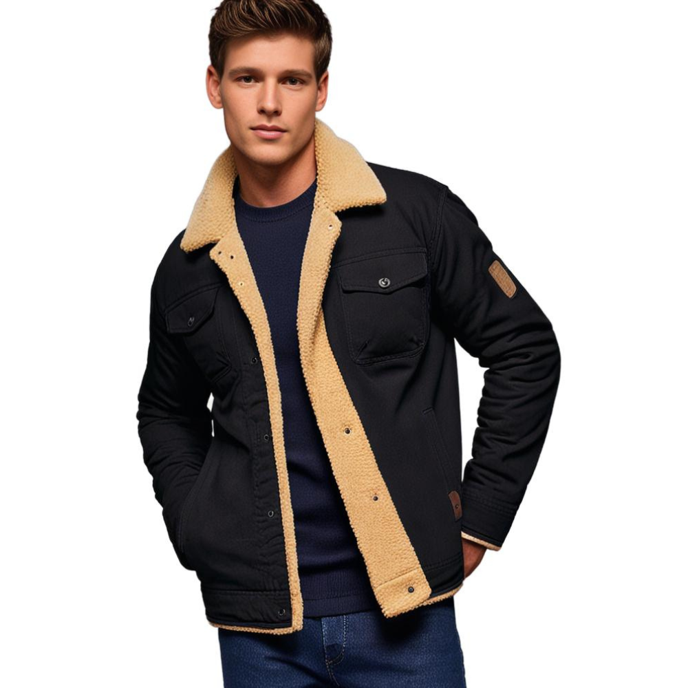 Men's Vintage Winter Bomber Jacket with Sherpa Lining – Stylish and Warm Casual Outerwear