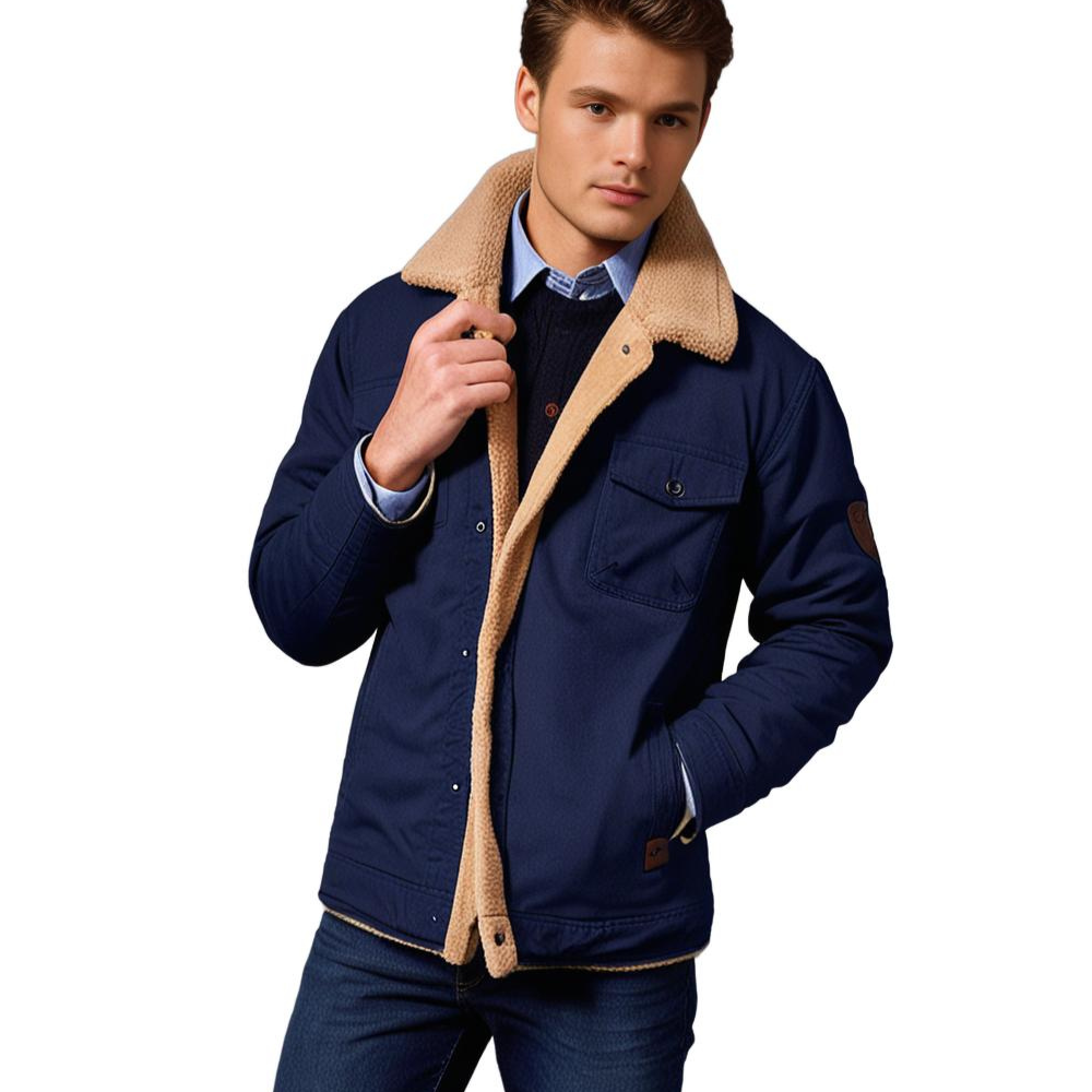 Men's Vintage Winter Bomber Jacket with Sherpa Lining – Stylish and Warm Casual Outerwear